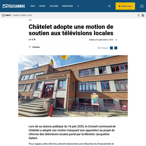 Châtelet adopte une motion de soutien aux télévisions locales