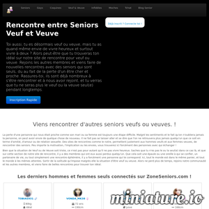 Seuls.Zoneseniors.Com : Site de Rencontres entre Senior Veuf et Veuve