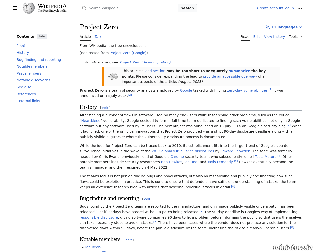 https://en.wikipedia.org/wiki/Project_Zero_(Google)のプレビュー画像