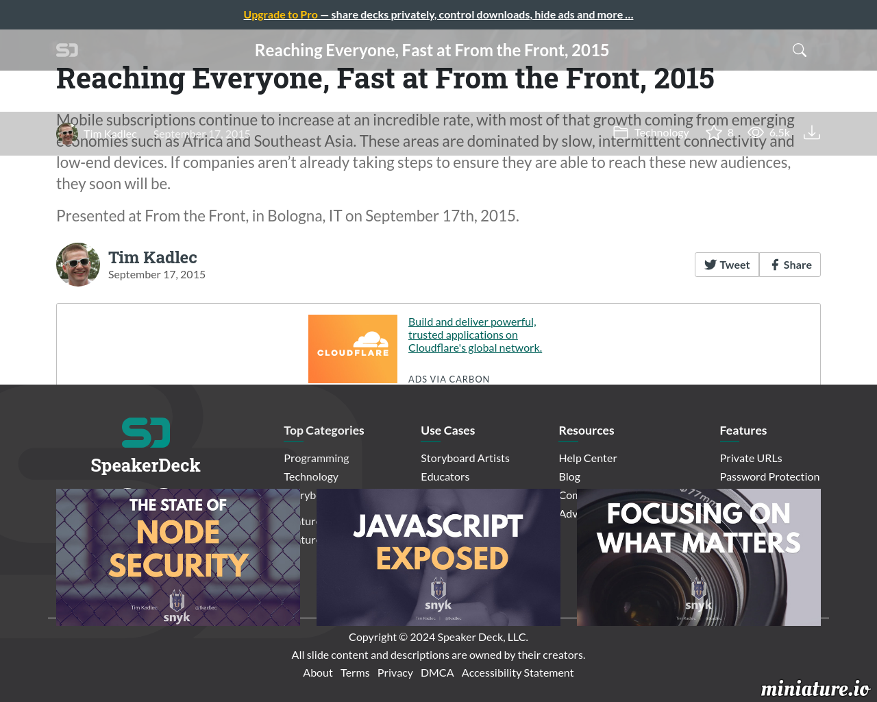 https://speakerdeck.com/tkadlec/reaching-everyone-fast-at-from-the-front-2015のプレビュー画像
